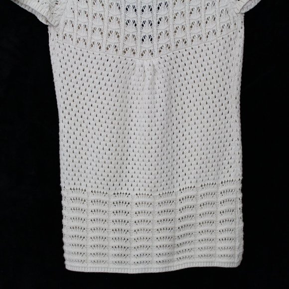 ⬇️$20 Fossil Cream Crochet  Lace Short Sleeve Cardigan - Picture 7 of 13